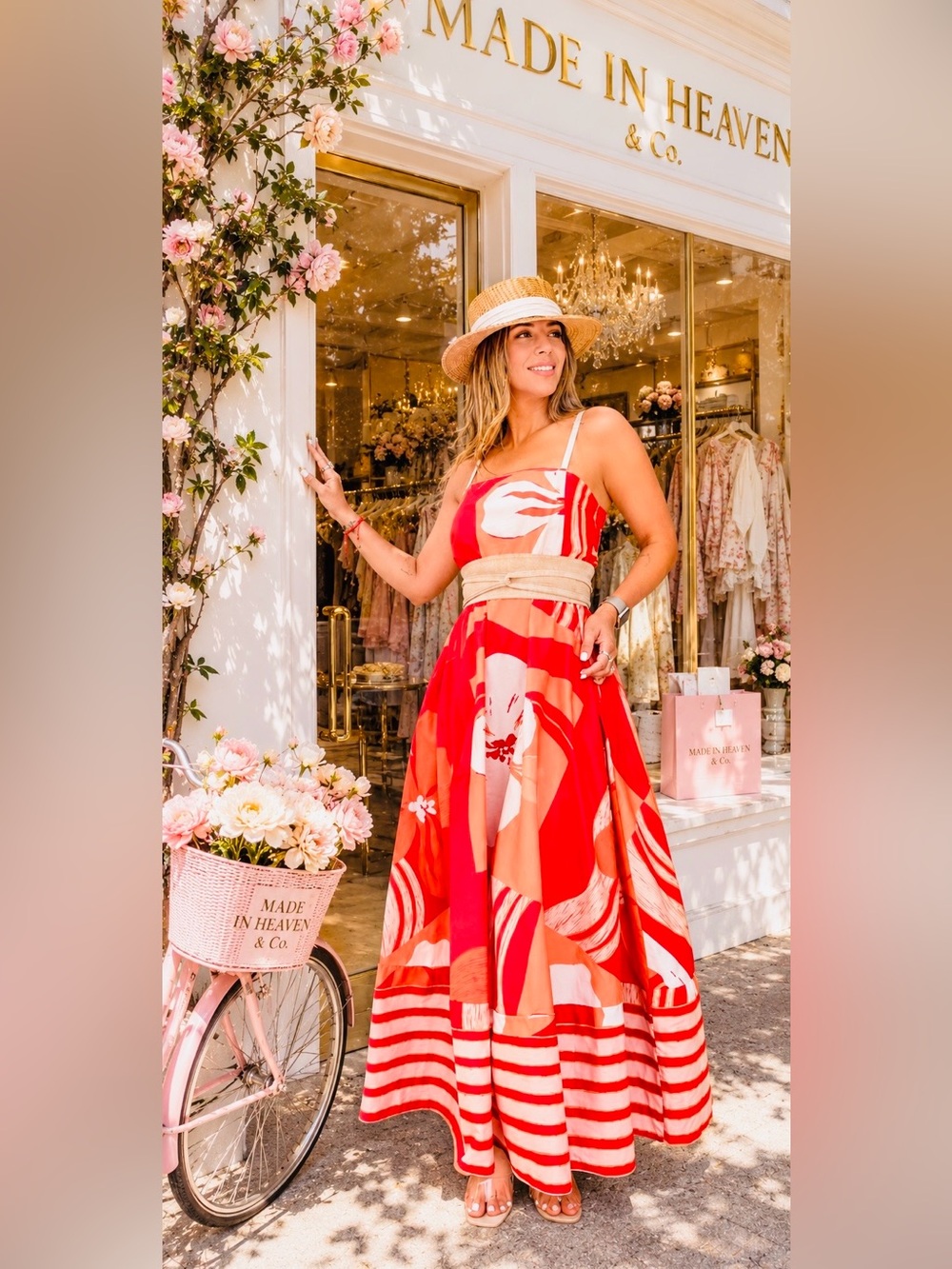 Made in Heaven Red Floral Maxi Dress with Waist Sash